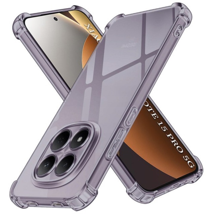 Husa Upzz® Shock Armor Compatibila Cu Xiaomi Redmi Note 15 Pro 5G, Protectie Sporita, Silicon, Fumuriu
