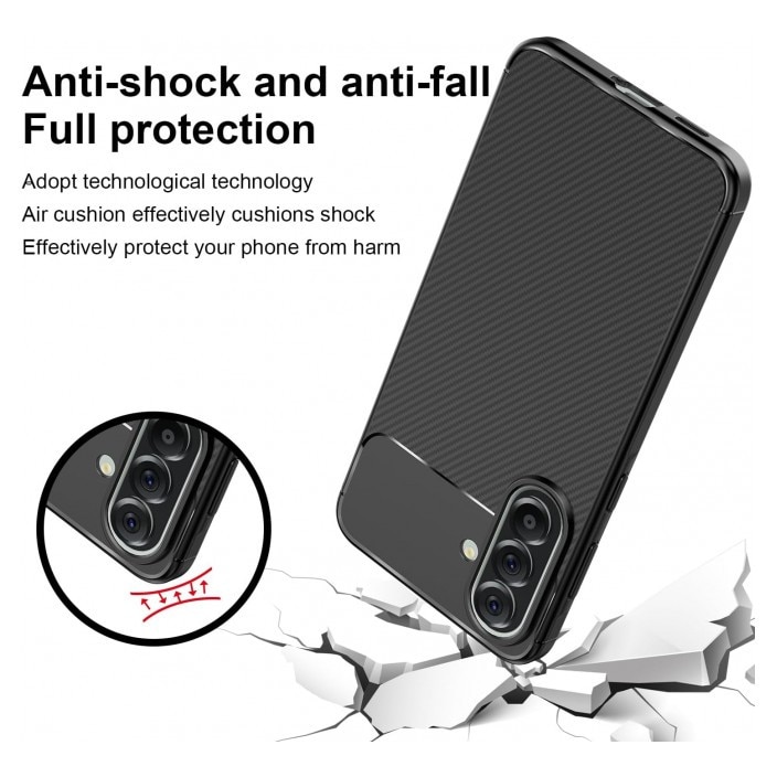 Husa Spate Upzz® Rugged Carbon Pentru Samsung Galaxy A27 5G, Protectie Sporita, Seznatie Premium, Silicon, Negru