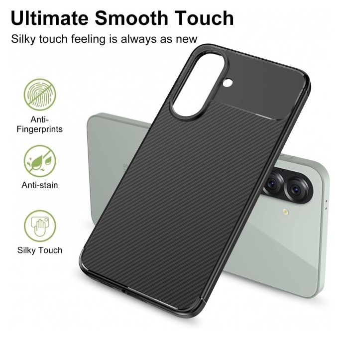 Husa Spate Upzz® Rugged Carbon Pentru Samsung Galaxy A27 5G, Protectie Sporita, Seznatie Premium, Silicon, Negru