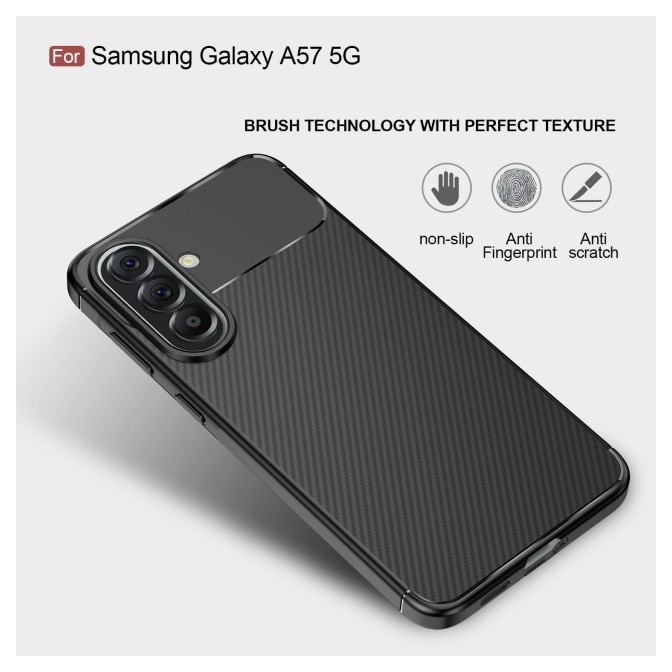 Husa Spate Upzz® Rugged Carbon Pentru Samsung Galaxy A27 5G, Protectie Sporita, Seznatie Premium, Silicon, Negru