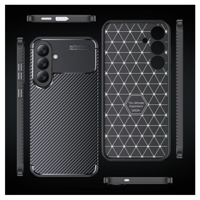 Husa Spate Upzz® Rugged Carbon Pentru Samsung Galaxy S26 ULTRA, Protectie Sporita, Seznatie Premium, Silicon, Negru