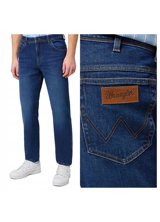 Férfi farmer, Wrangler, Texas Jeans, Egyenes Szárú, Magas Derék, Cipzár, Hosszú, 5 Zseb, Pamut, W32-L34 US, Kék