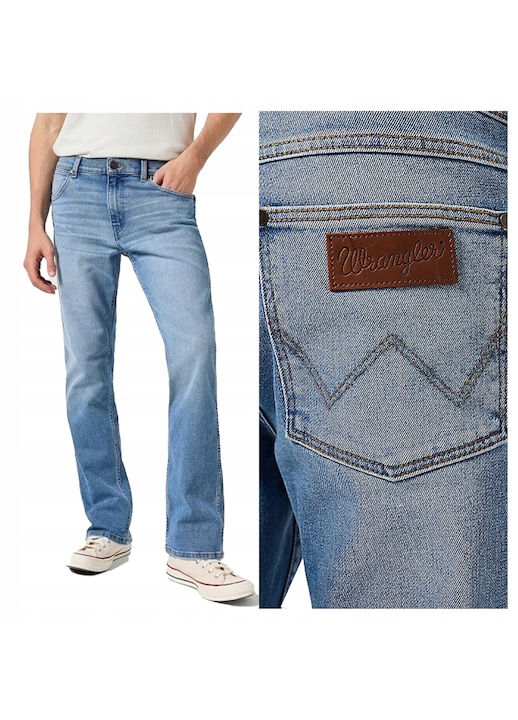 Blugi Barbati, Wrangler, Horizon, Bootcut, Talie Medie, Fermoar, Lungi, 5 Buzunare, Bumbac, W36-L32 US, Albastru