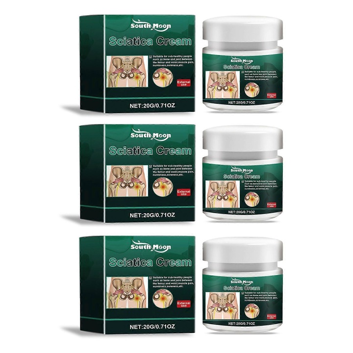 3 darabos masszázskrém szett isiászra, természetes, hát-, láb- és csípőfájdalmakra