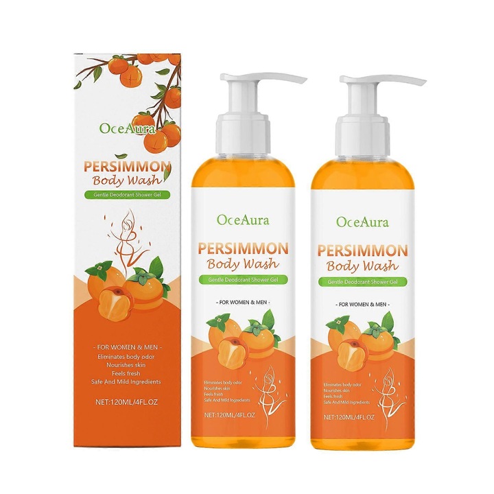 Set de 2 sticle gel de dus cu persimon, hidratant, pentru toate tipurile de piele
