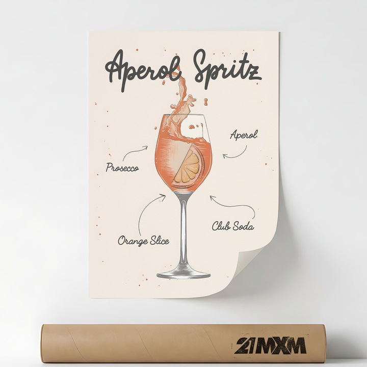 Poster Decorativ Stil Italian 'Aperitivo 54', Material Textil, 21MXM, A4 (21 x 29.7 cm), Fara Rama