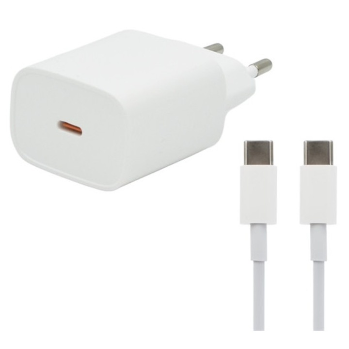 Blackbird bh1351 hálózati töltő usb+type-c aljzat, 25w, pd gyorstöltő + type-c kábel, fehér