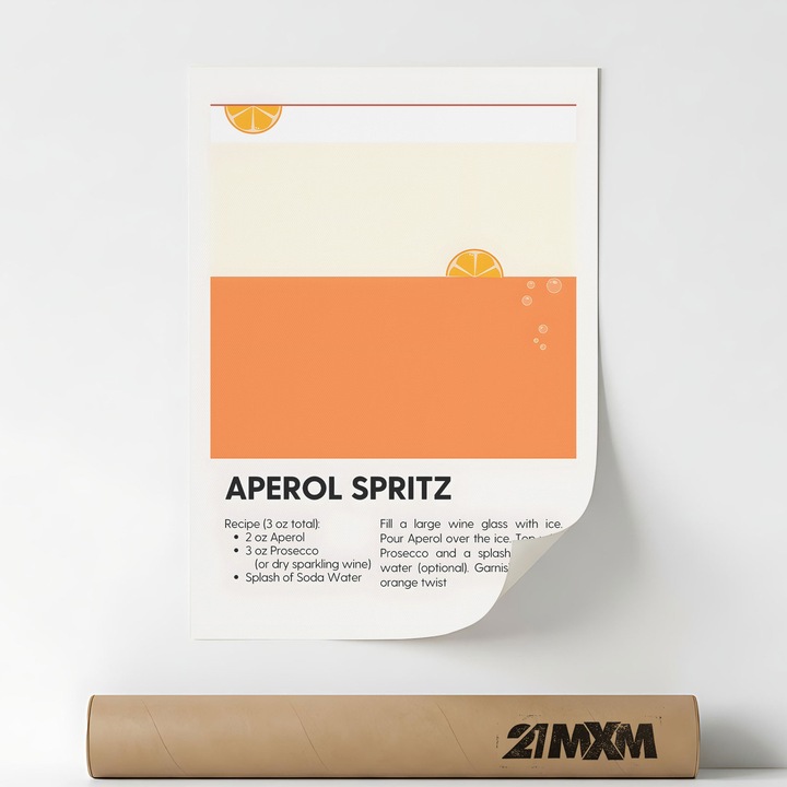 Poster Decorativ Stil Italian 'Aperitivo 57', Material Textil, 21MXM, A4 (21 x 29.7 cm), Fara Rama