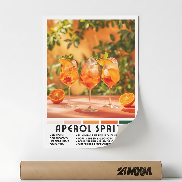 Poster Decorativ Stil Italian 'Aperitivo 63', Material Textil, 21MXM, A4 (21 x 29.7 cm), Fara Rama