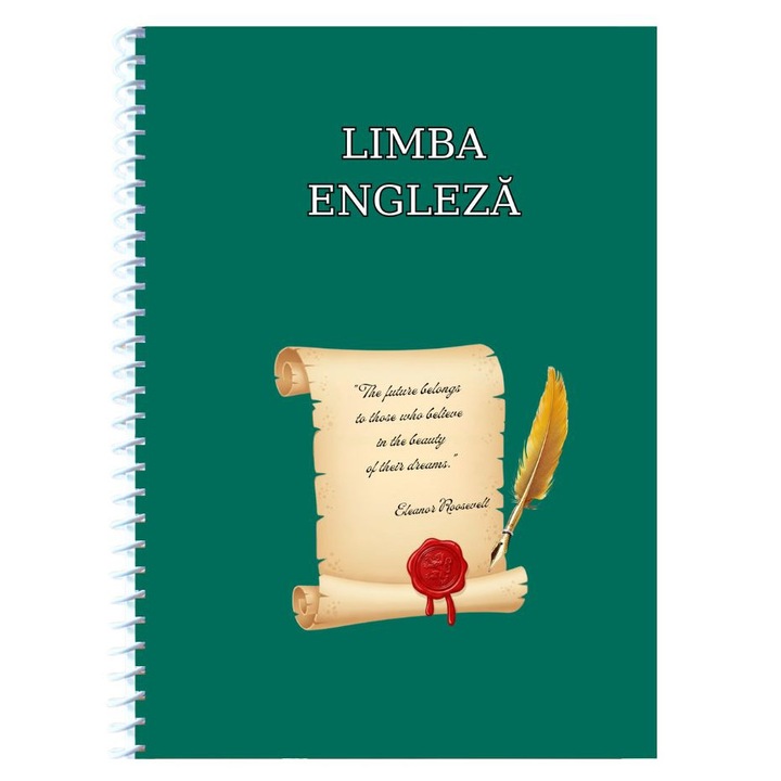 Caiet Studentesc cu spirala, personalizat Limba Engleza, Dictando, 100 File, A4