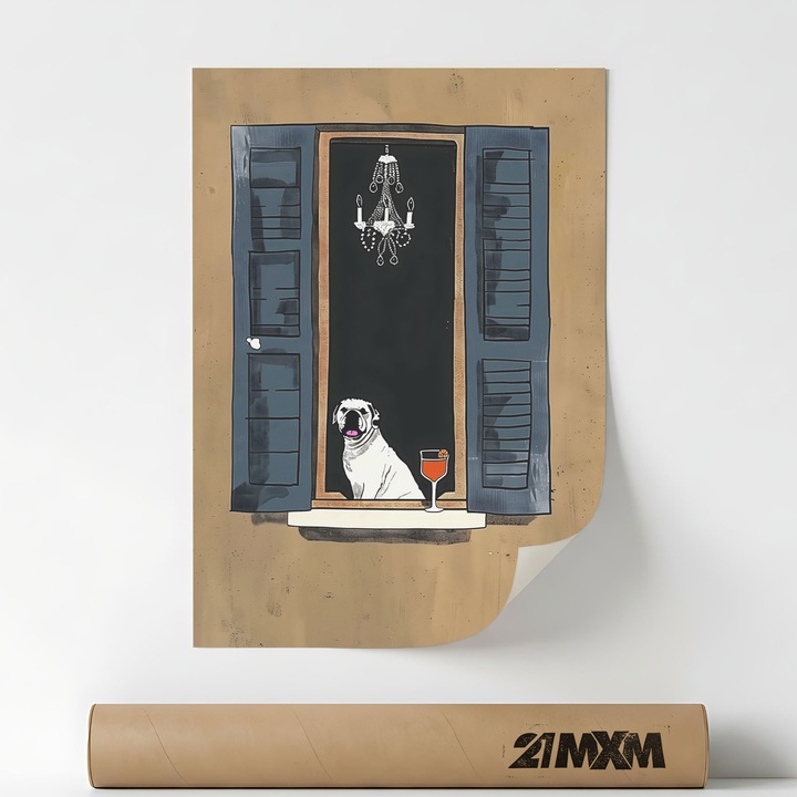 Poster Decorativ Stil Italian 'Aperitivo 75', Material Textil, 21MXM, A4 (21 x 29.7 cm), Fara Rama