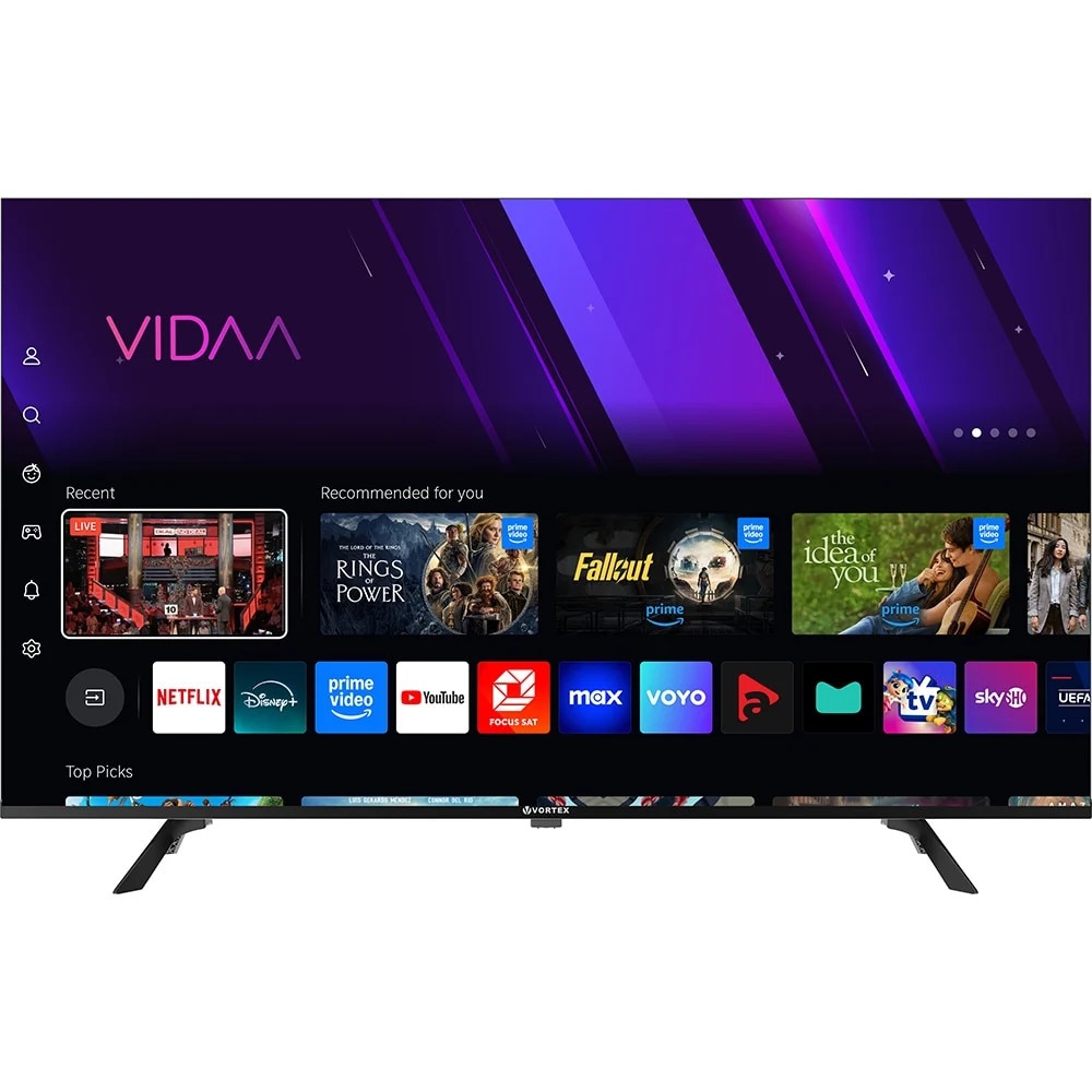 Televizor LED Smart VORTEX V40R2690FVS, Full HD, 101cm, Wifi, Sistem operare VIDAA, 3 x HDMI, 2 x USB, Margini subtiri, Negru