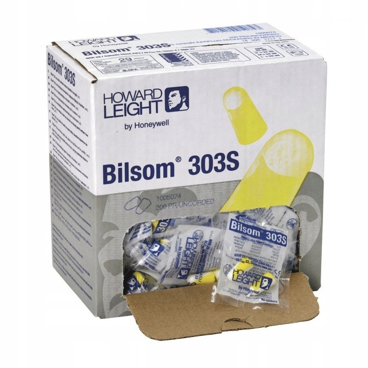 Dopuri de urechi Bilsom 303S, set 200 perechi, poliuretan, galben si alb, marime mica