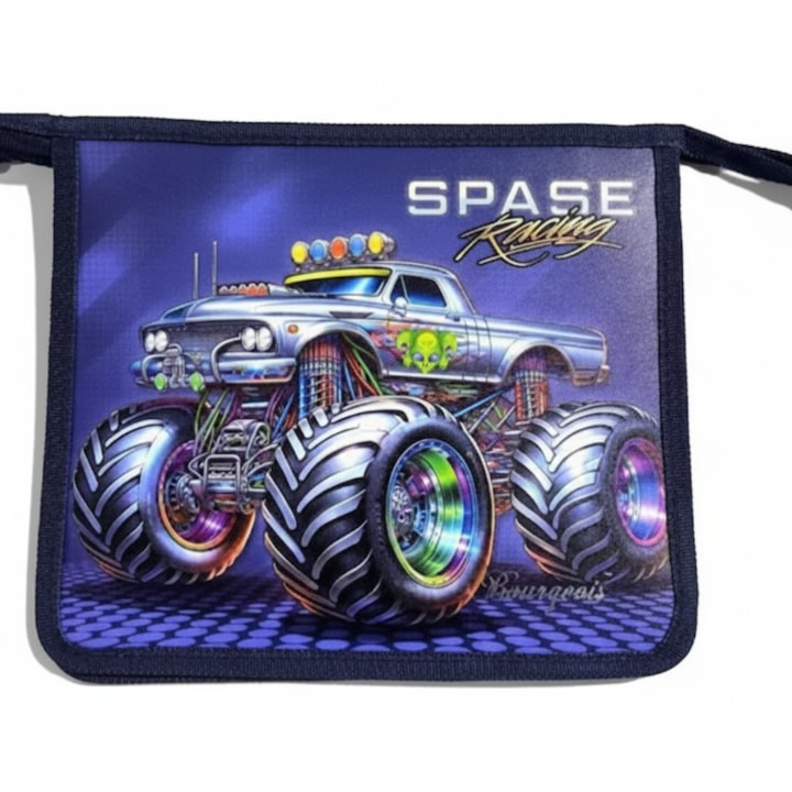 A5+ dosszié cipzárral, 500 mikron, Monster Truck "Spase Racing" modell