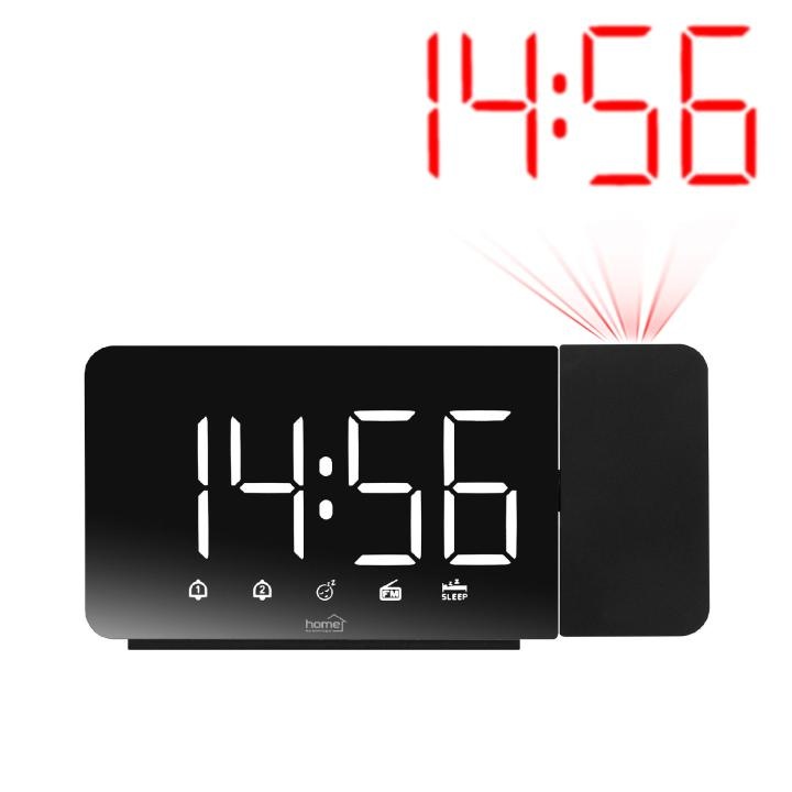 Ceas cu alarma LED, radio FM, proiector reglabil, ecran mare, design ultra‑subtire
