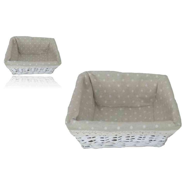 Coș împletit textil alb 68-215/M 28*28*H10cm