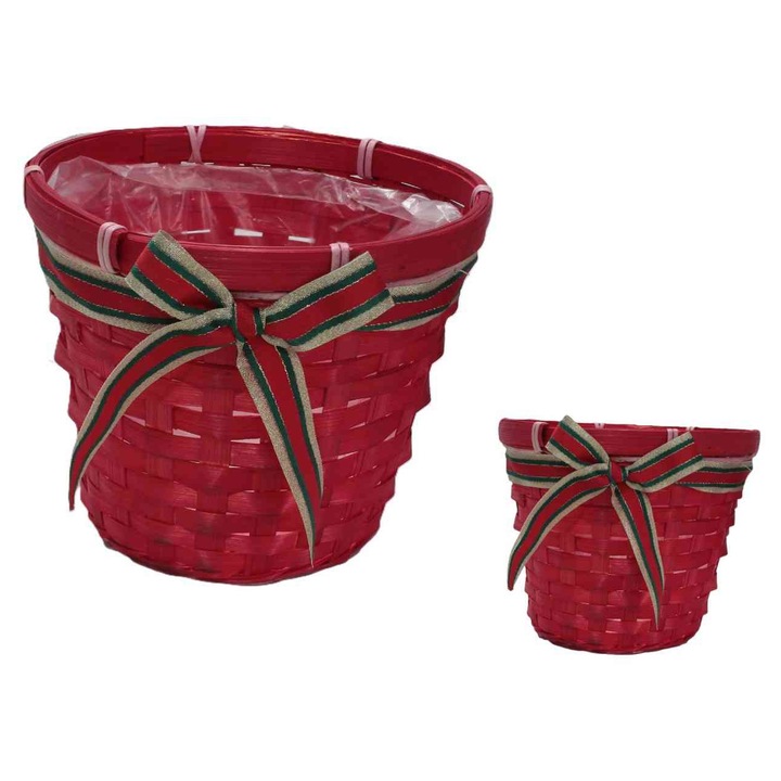 Coș împletit, Enger, Rotund cu fundă D16*H14 66-100/S