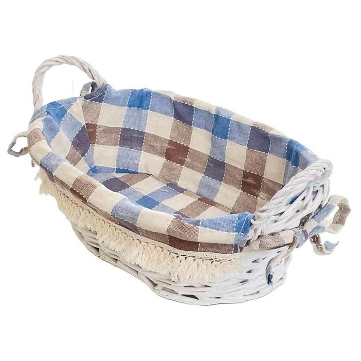 Coș din Nuiele Oval cu Mânere Textile 68-104 26*19*H10