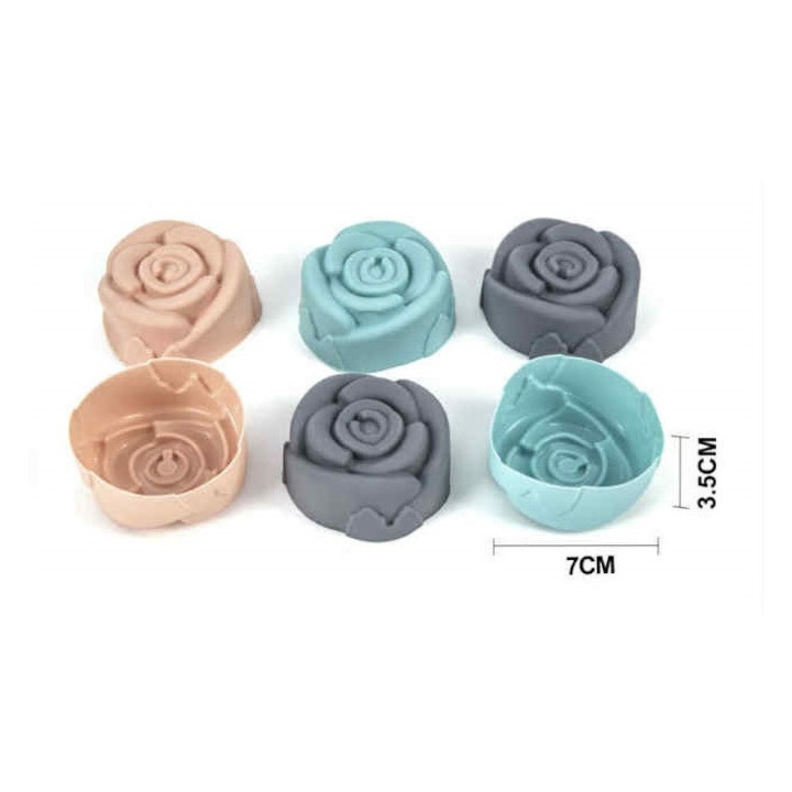 Set 7 forme de copt brioșe din silicon, în formă de trandafir, 7x3.5cm Torch