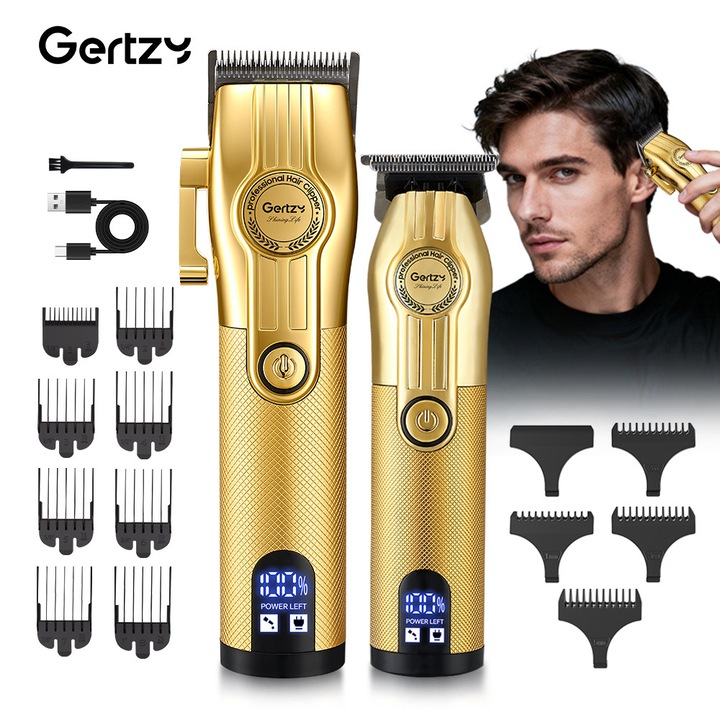 Gertzy Trimmer Electric Profesional Lame Otel Inoxidabil 2-in-1 – Performanta Ridicata si Autonomie Mare