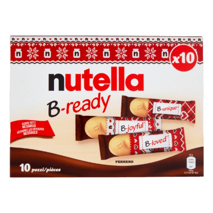 Batoane cu ciocolata 10 buc, Nutella B-Ready, 220gr