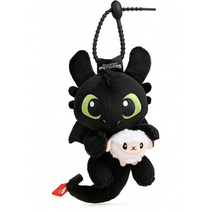 Plus de colectie, Universal Pictures, Pandantiv plus pentru rucsac, How to Train Your Dragon Toothless, decoratiune rucsac, cadou de Craciun sau zi de nastere, Negru, Versiunea de oaie