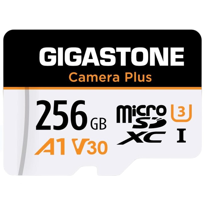 MicroSDXC карта памет Gigastone 256GB, скорост на четене 160MB/s, скорост на запис 60MB/s, с адаптер, водоустойчива и удароустойчива