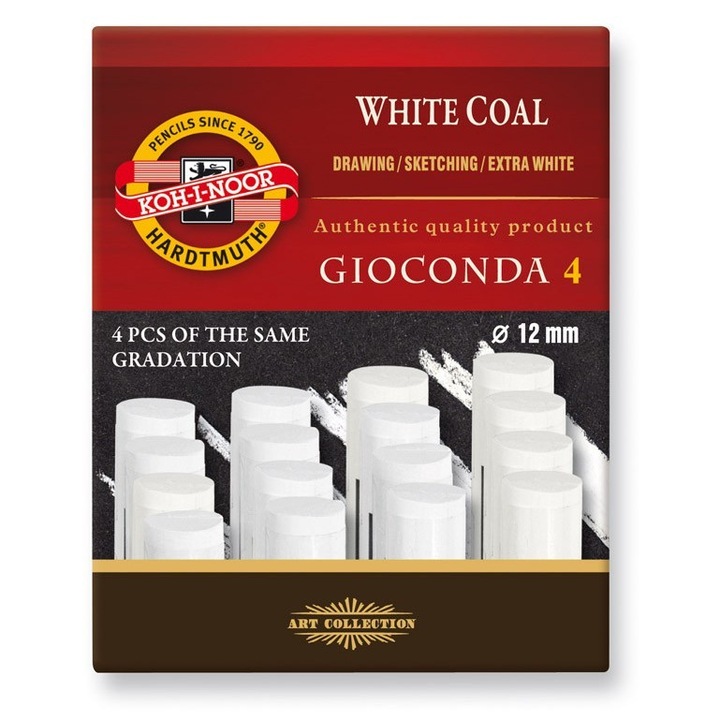Set 4 bucăți carbune artificiale, Koh-I-Noor, alb, 12mm x 75mm