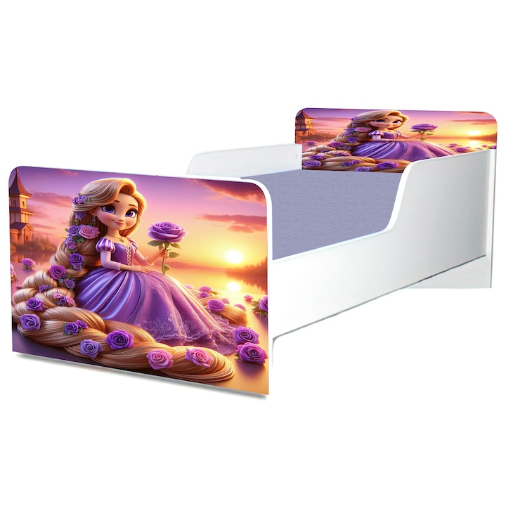 Легло Рапунцел, 130x60 см, със защита и включен матрак