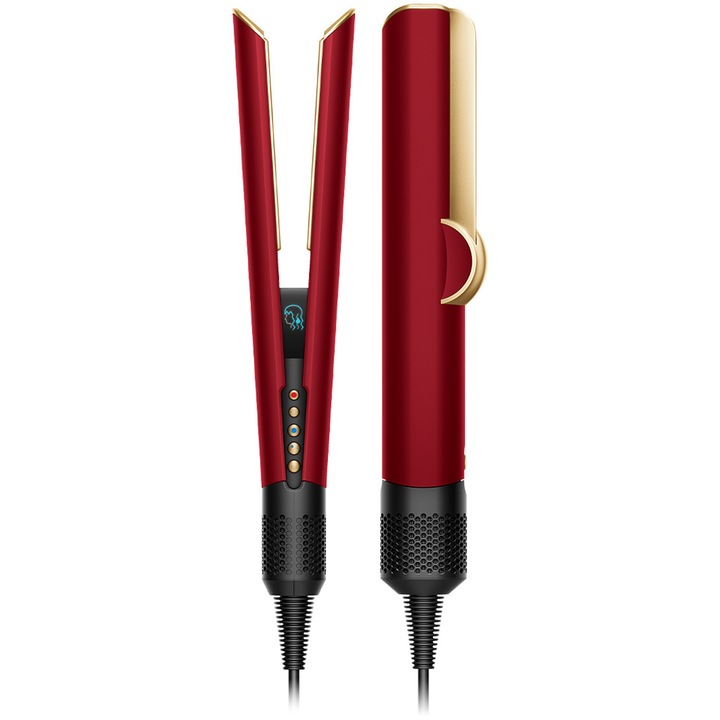 Преса за коса Dyson HT01 Airstrait™, 3 температурни настройки, Мотор Dyson Hyperdymium™, Red Velvet/Gold