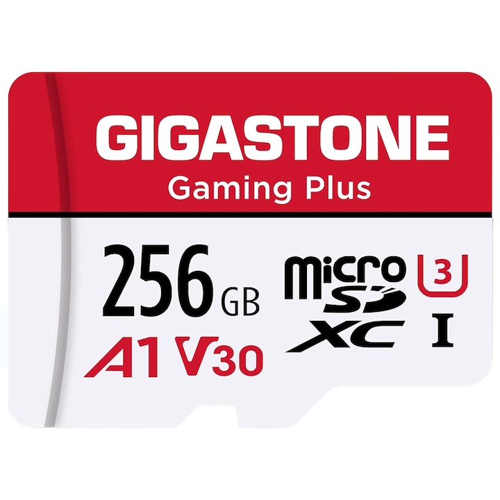 Card de memorie MicroSDXC 256GB, Gigastone, UHS-I U3, V30, A1, viteza de citire 160MB/s, set cu adaptor