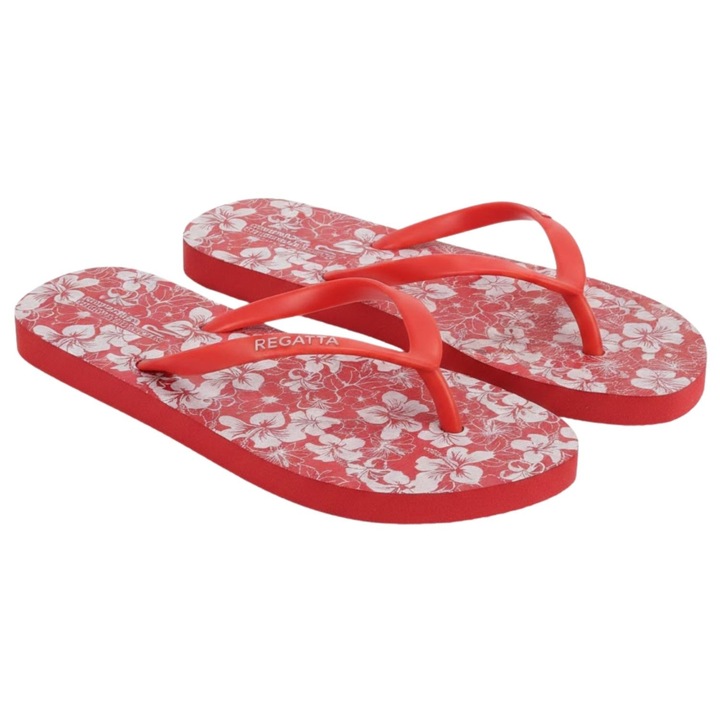 Slapi dama Regatta, imprimeu floral, spuma EVA, usori, rosu/alb