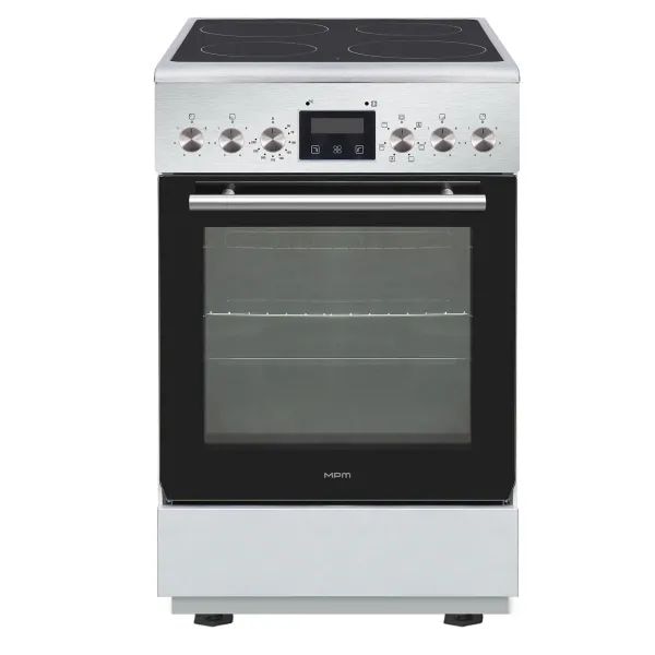 Aragaz electric cu plita ceramica, MPM MPM-55-KEC-40, 8900 W, 4 zone, 55 l, Inox-Negru