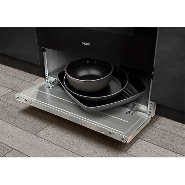 Aragaz electric cu plita ceramica, MPM MPM-55-KEC-40, 8900 W, 4 zone, 55 l, Inox-Negru