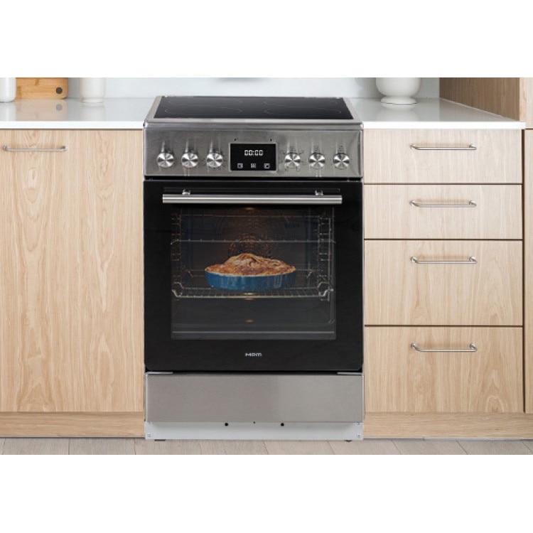 Aragaz electric cu plita ceramica, MPM MPM-55-KEC-40, 8900 W, 4 zone, 55 l, Inox-Negru