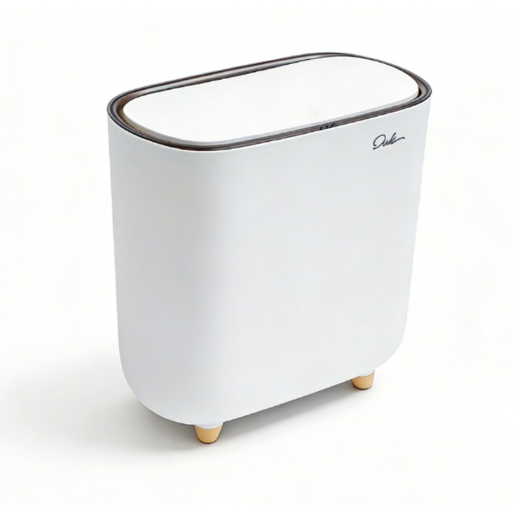 Cos de gunoi slim, cu capac, pentru bucatarie si baie, material PP, design inalt, 30x45cm