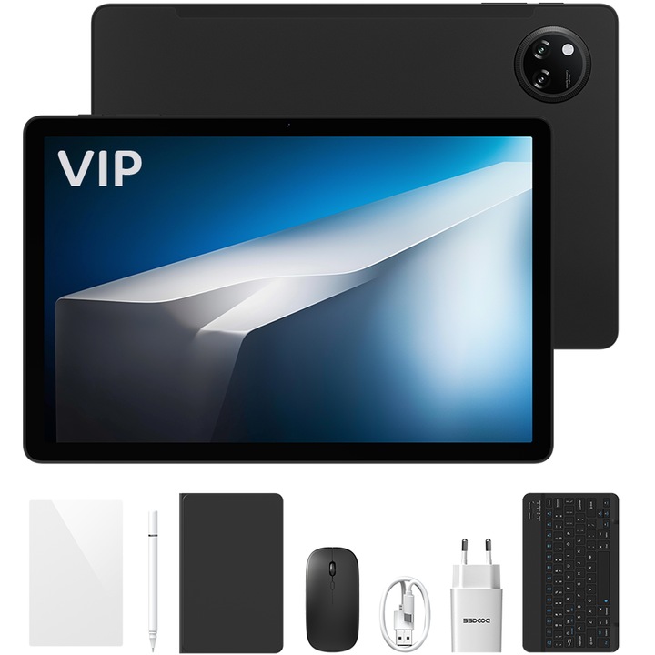 Таблет Doogee Tab A9 Pro Plus VIP, Wi-Fi, 11-инчов 90Hz IPS, осемядрен, 30GB RAM (6GB + 24GB разширяеми), 128GB, стерео високоговорители, Android 15, черен