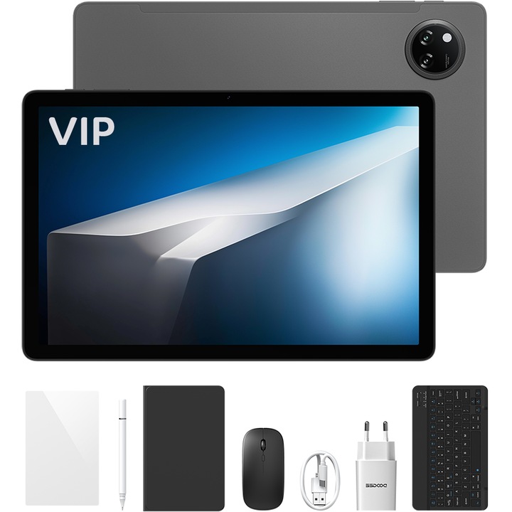 Таблет Doogee Tab A9 Pro Plus VIP, Wi-Fi, 11-инчов 90Hz IPS, Octa-Core, 30GB RAM (6GB + 24GB разширяеми), 128GB, стерео високоговорители, Android 15, сив