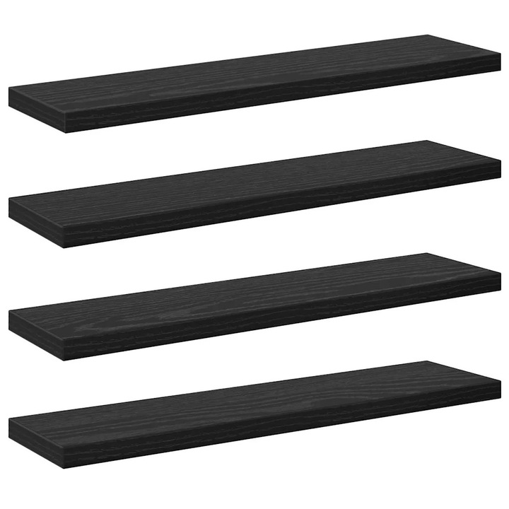 Raft pentru carti vidaXL, 4 pcs Negru 40 x 10 x 1 vidaXL, 5 cm Lemn compozit