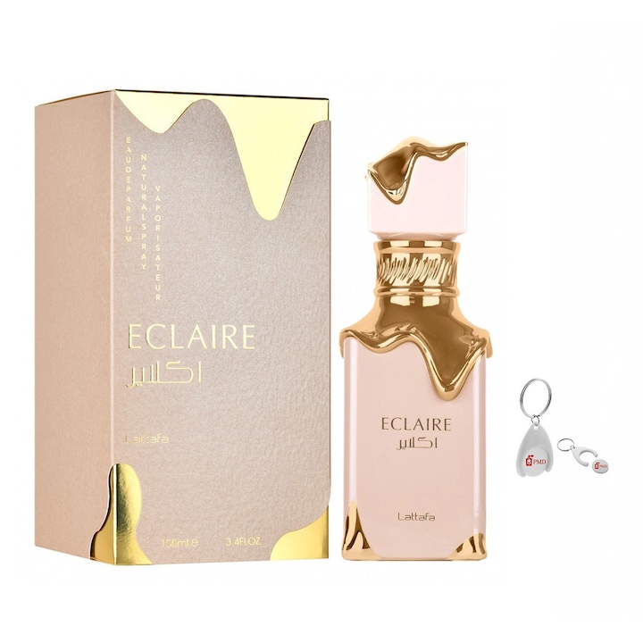 Комплект парфюмна вода Eclaire, Lattafa, унисекс, 100 мл с персонализиран ключодържател "PMD"