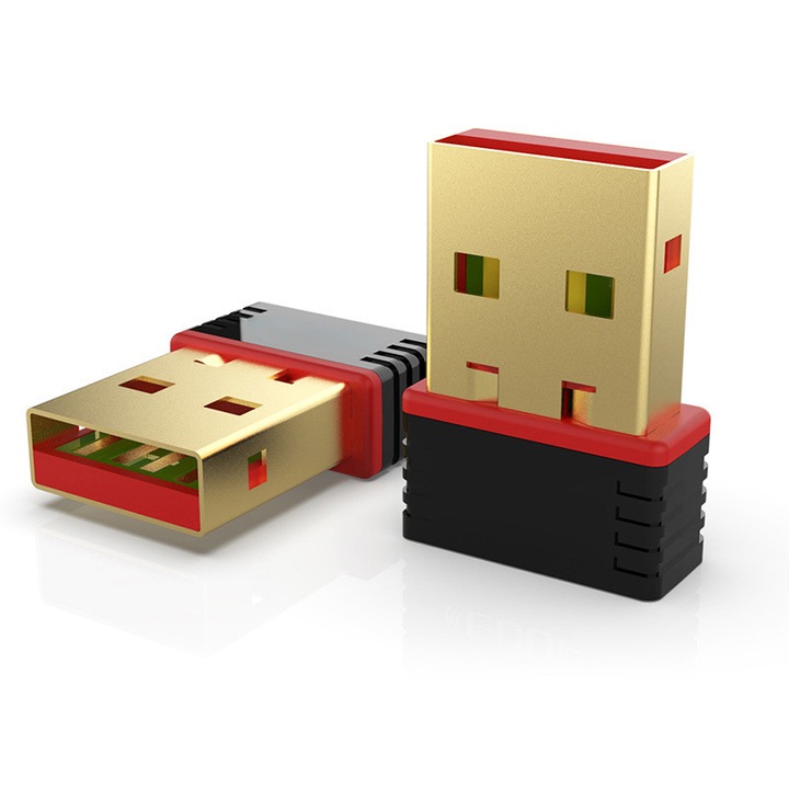 Vezeték nélküli USB mini adapter 150Mbps, 2.4GHz, plug-and-play, fekete-piros