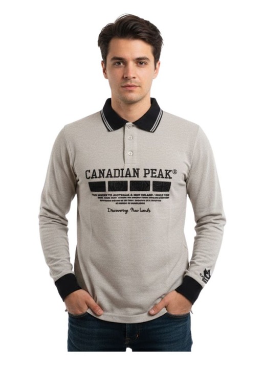 Férfi galléros póló Canadian Peak, pamut, szürke, S INTL