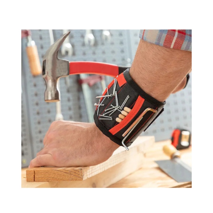 Bratara Magnetica Pentru Sustinere Unelte, Suruburi, Cuie, 20 Magneti, Reglabila