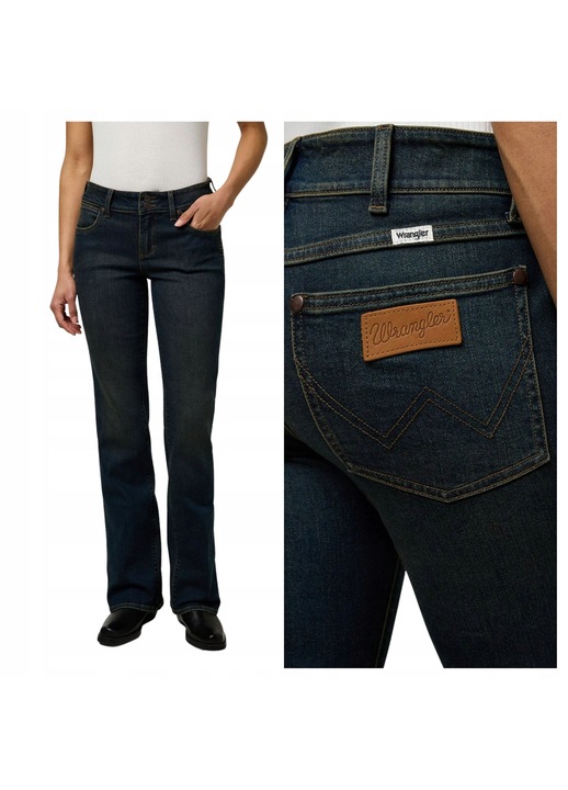 Blugi Dama, Wrangler, Low Rise Bold Boot, Talie Joasa, Negru, Negru