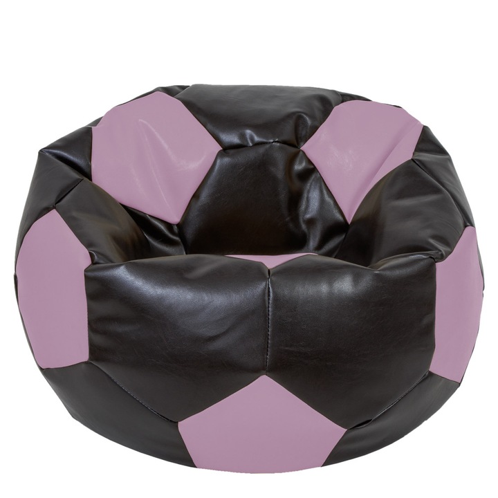 Fotoliu puf Mega Ball - imitatie piele - wenge/mov, 115 cm