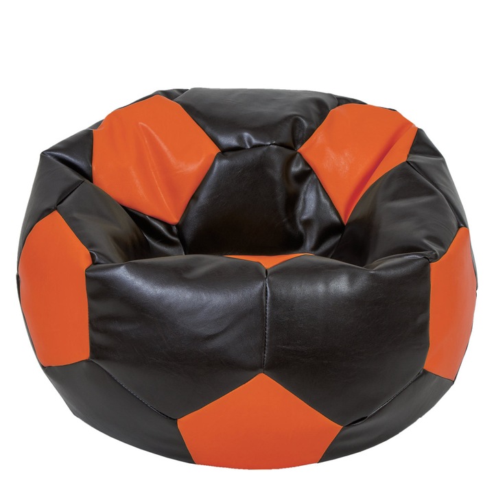 Fotoliu puf Extra Ball - imitatie piele - wenge/portocaliu