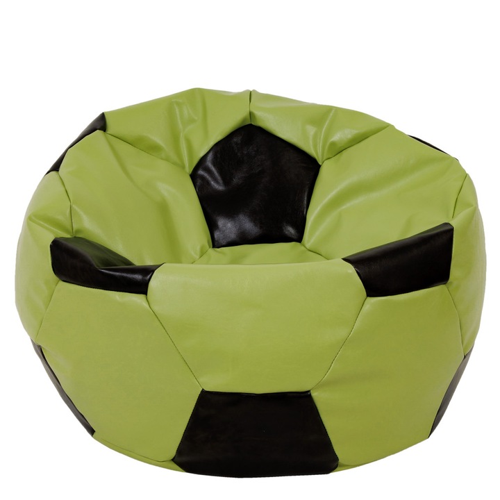 Fotoliu puf Mega Ball - imitatie piele - verde/wenge, 115 cm