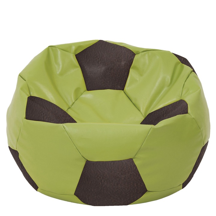 Fotoliu puf Mega Ball - imitatie piele - verde/maro, 115 cm