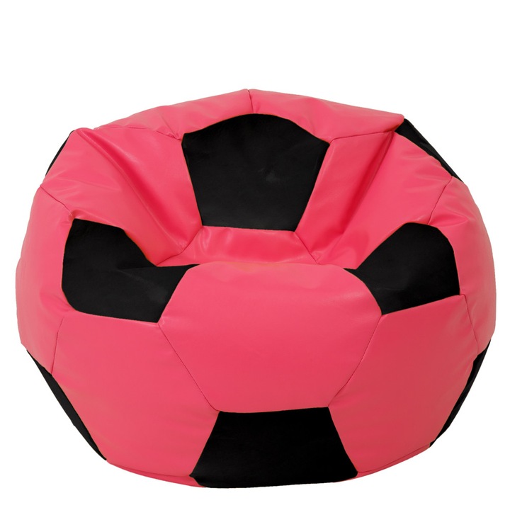 Fotoliu puf Mega Ball - imitatie piele - roz/negru, 115 cm