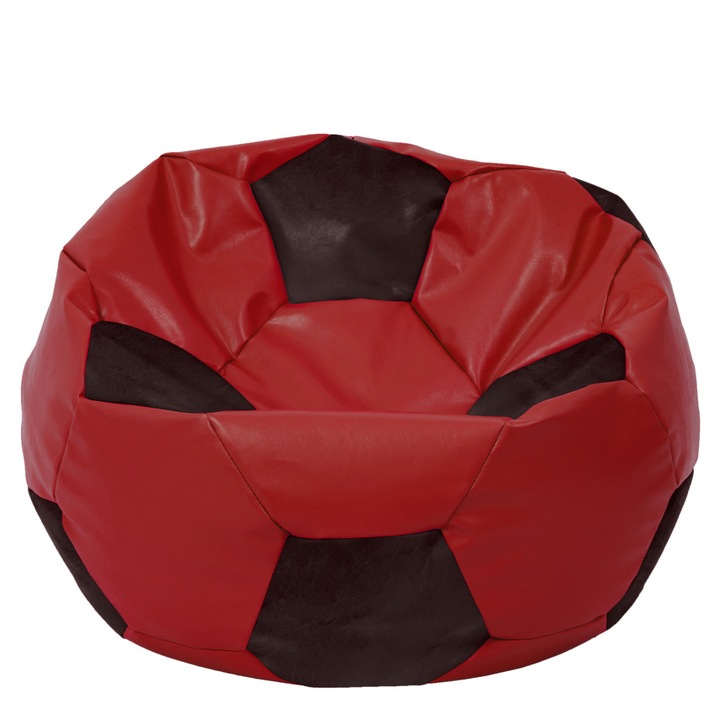 Fotoliu puf Mega Ball - imitatie piele - rosu/wenge, 115 cm